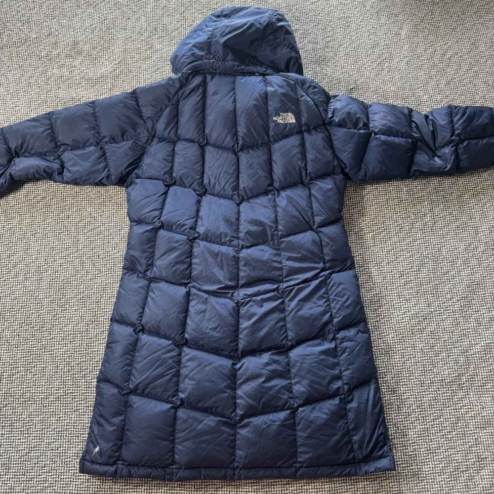 The North Face Girls Metropolis Down Parka Navy Blue Hood Puffer Jacket L 14/16